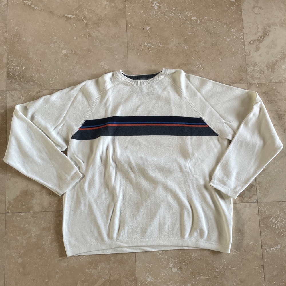 Eddie Bauer Sweater Men’s XL Striped 100% Cotton Crewneck